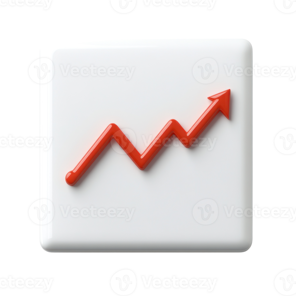 Red upward trend graphic on a white background symbolizing growth in business performance or market analytics png
