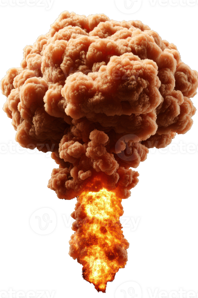 Dramatic explosion cloud rising from ground during a massive detonation event png