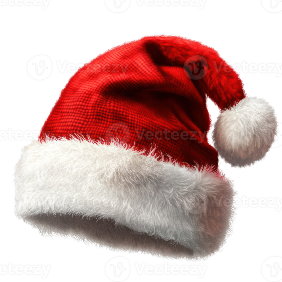 Classic red Christmas hat with soft white fur trim for holiday celebrations and festive occasions png