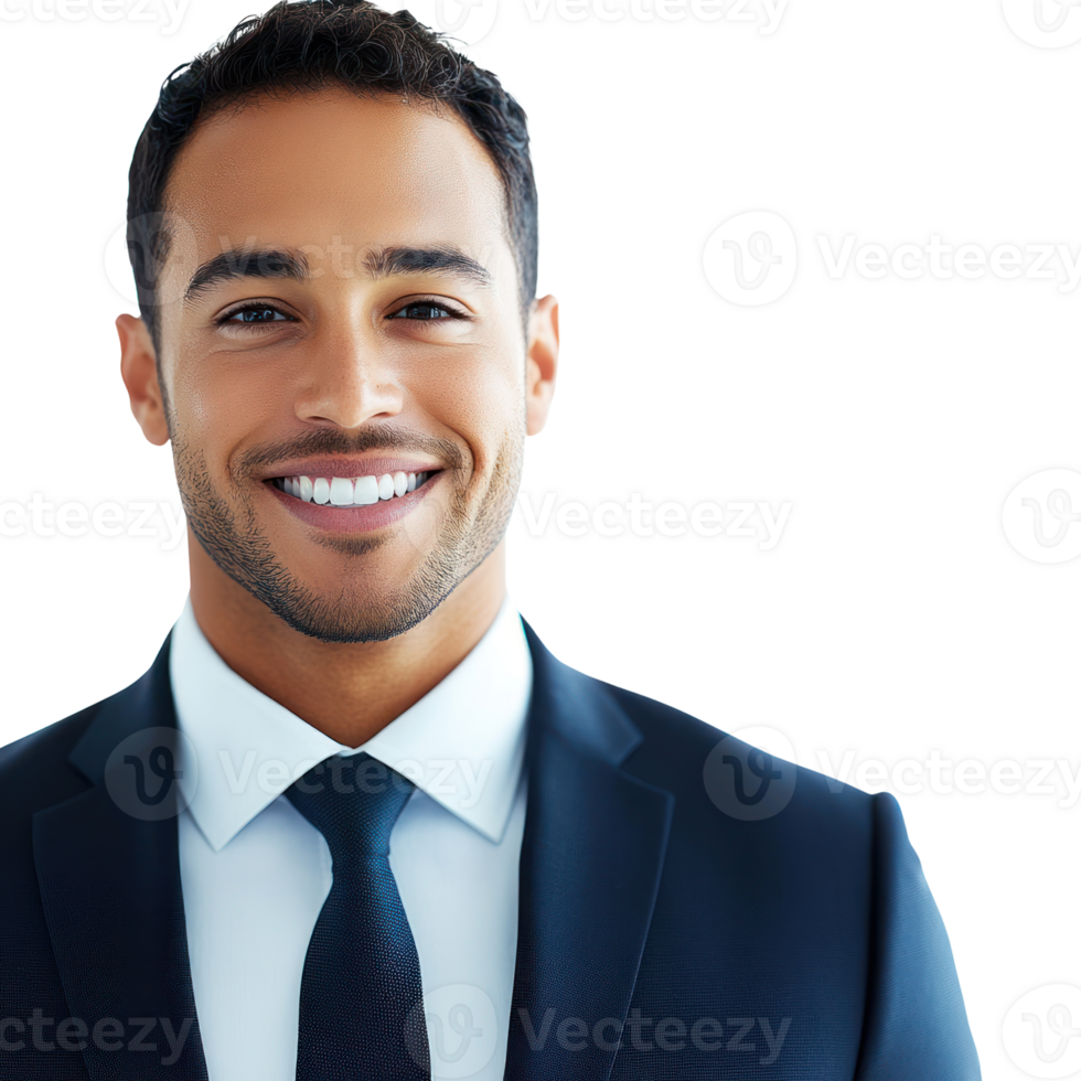 Confident young man in a suit with a bright smile isolated on a white background png