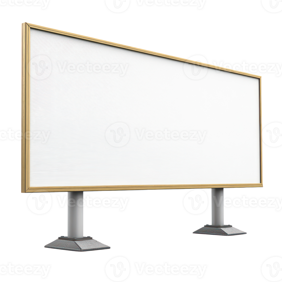Large blank advertising billboard with an elegant frame standing on two sturdy bases in an outdoor setting png