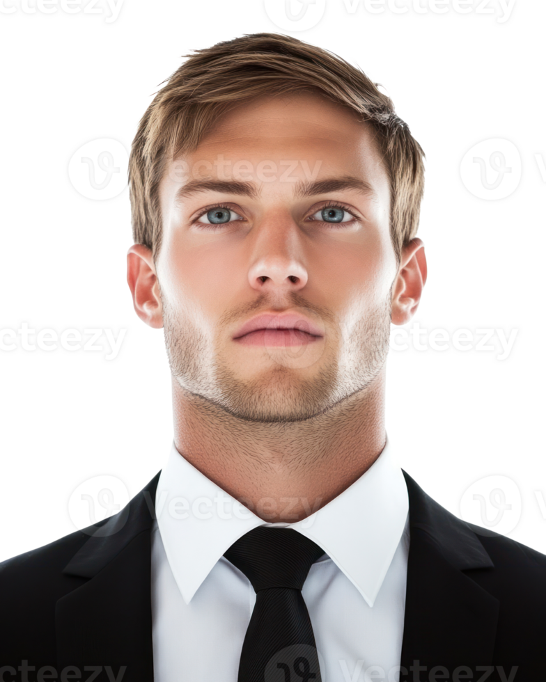 Professional man in formal attire with a serious expression isolated against a plain background png