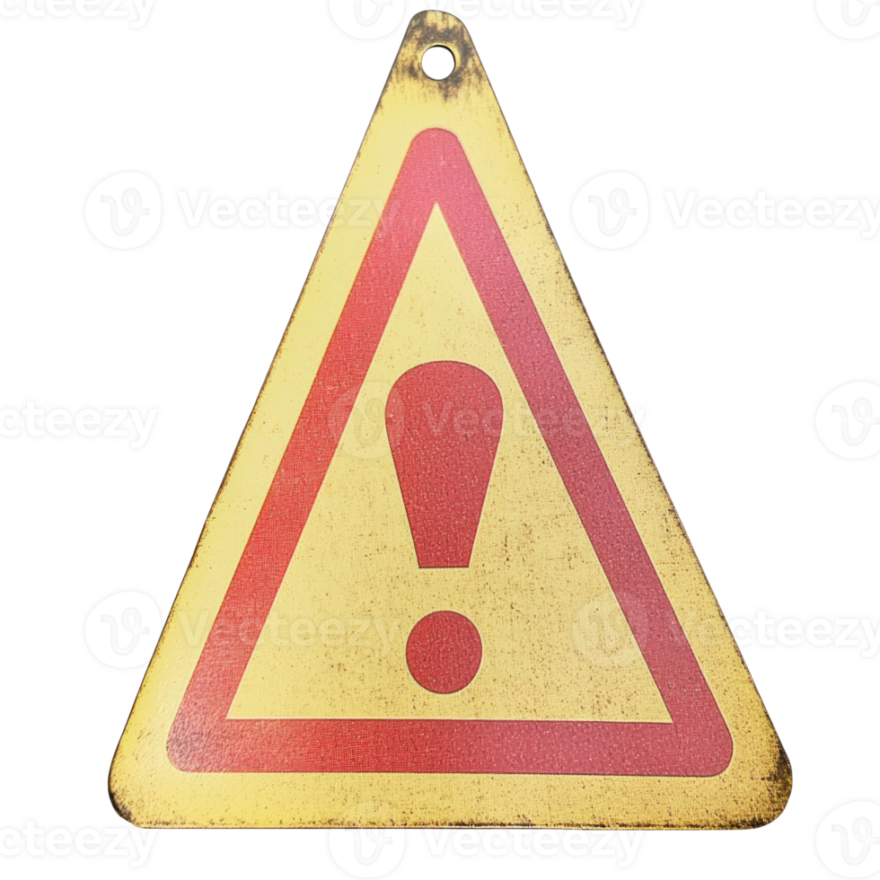Caution sign isolated on a white background with a yellow and red triangular design indicating warning png