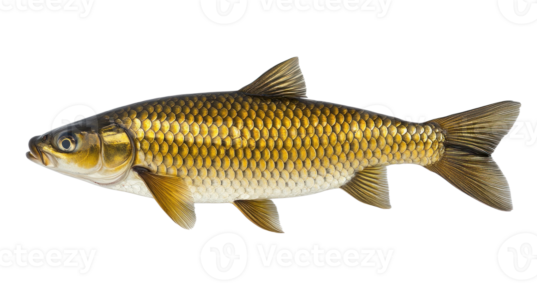 Realistic depiction of a golden carp isolated on a white background png