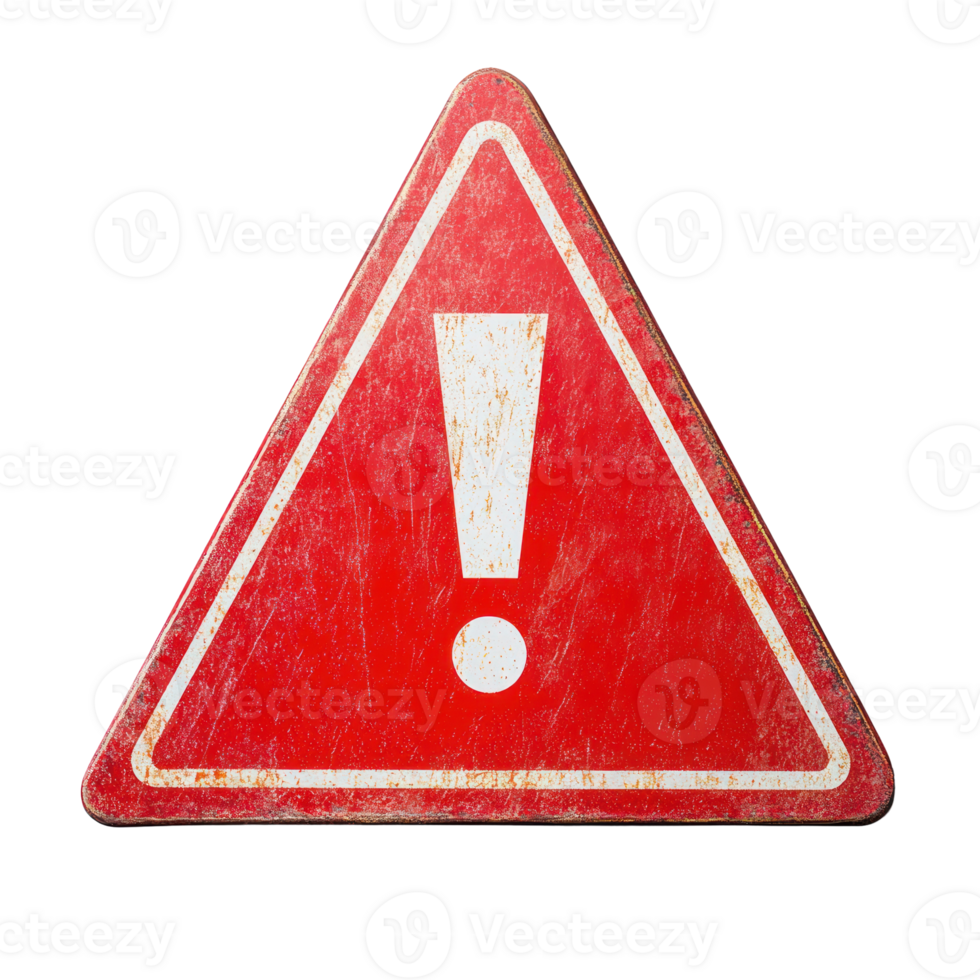 Warning symbol in red triangular shape indicating caution or alert for potential danger png