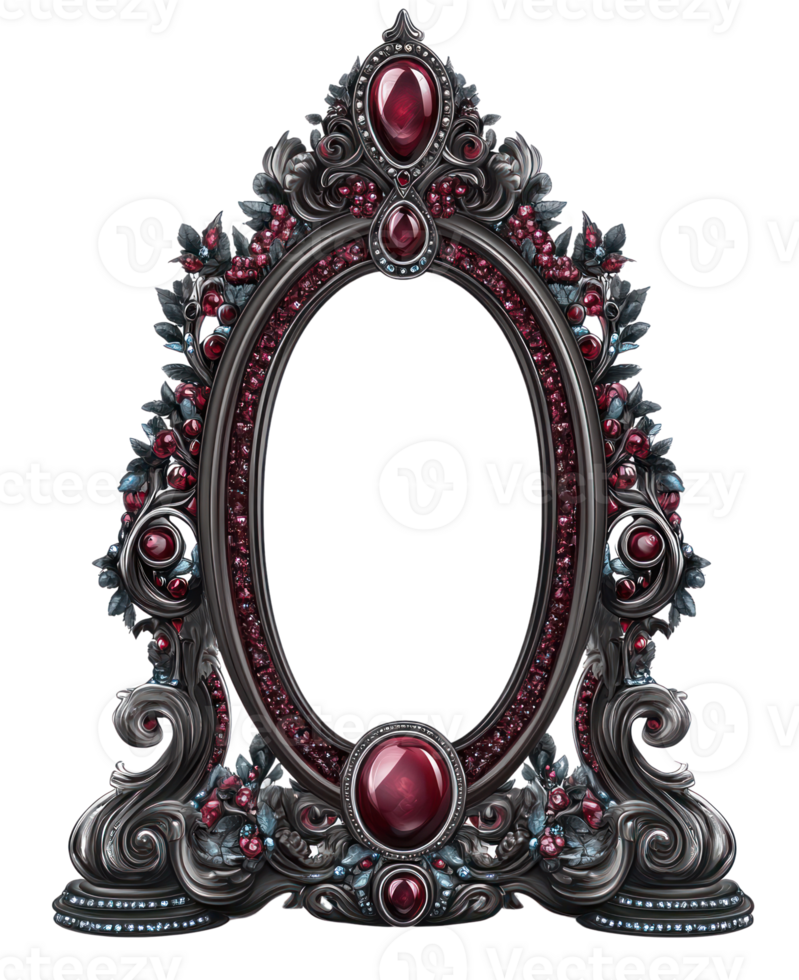 Elegant vintage frame with intricate detailing and jewel accents isolated on white background png