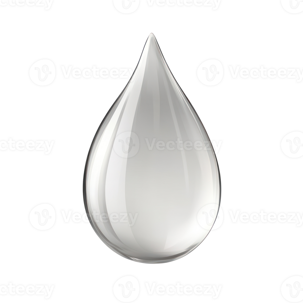 Transparent water droplet isolated on a clean background, showcasing natural shape and clarity png