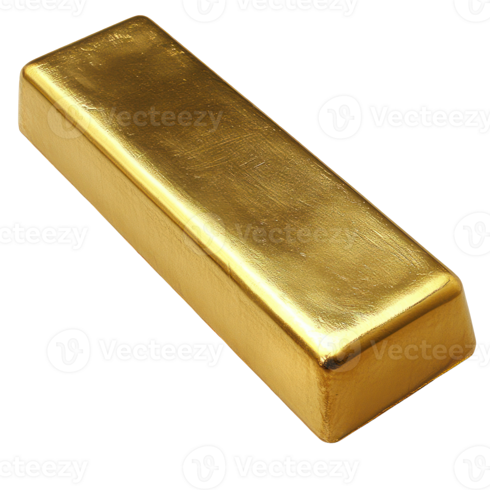 Precious metal bar crafted from pure gold, showcasing its gleaming surface and weighty form png