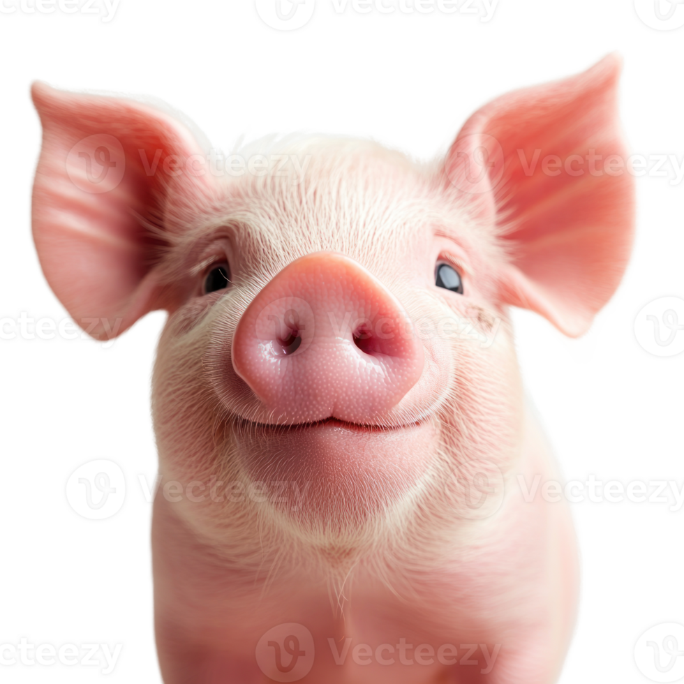 Isolated cute piglet with a cheerful expression against a white background png