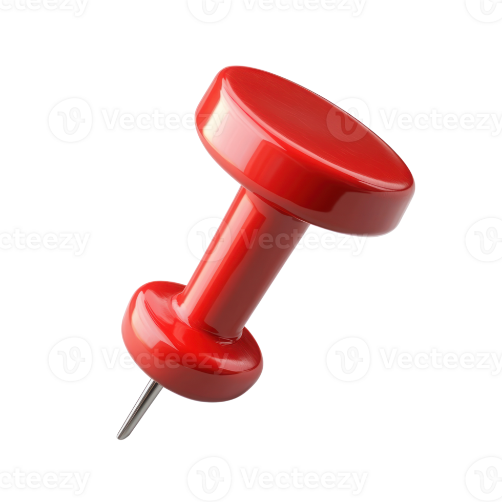 Bright red push pin for organizing notes and documents effectively in office settings png
