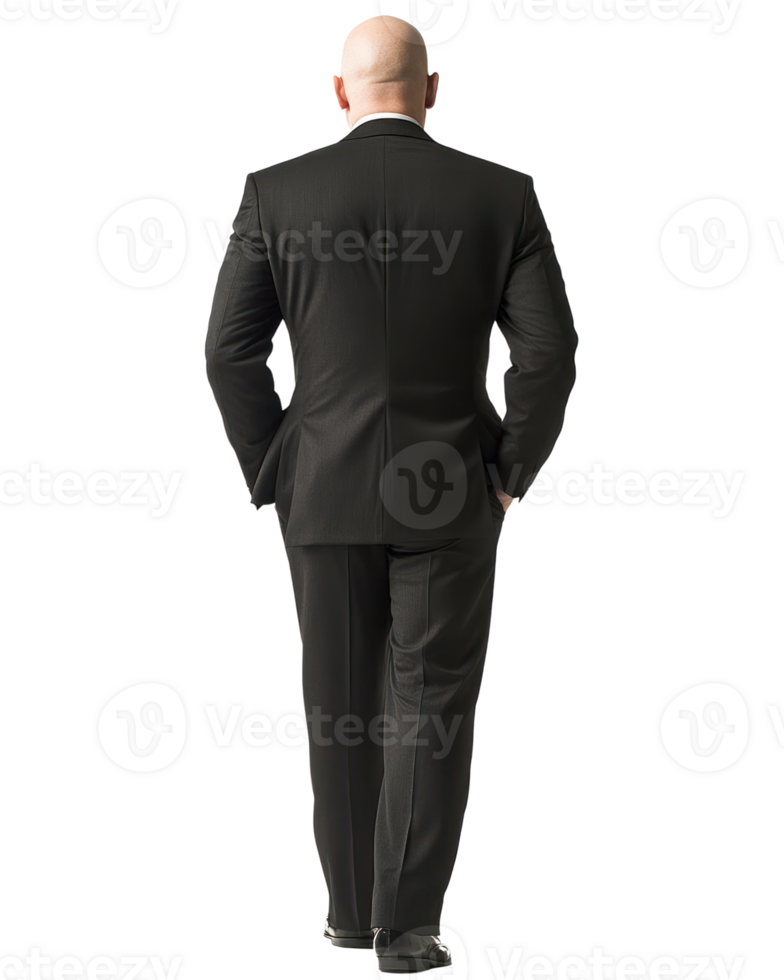 Businessman in a formal suit walking confidently in a professional setting isolated on a white background png