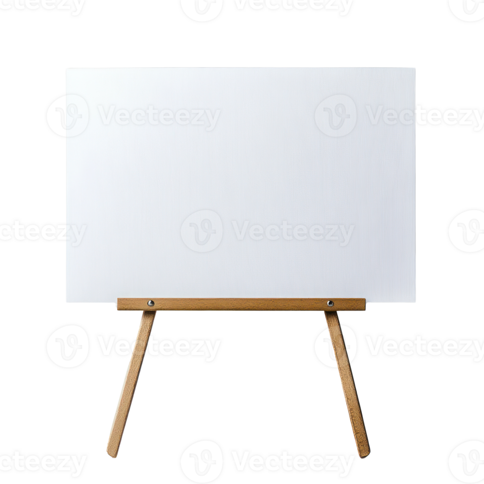 Blank easel with wooden stand ready for art or presentation in a clean workspace png
