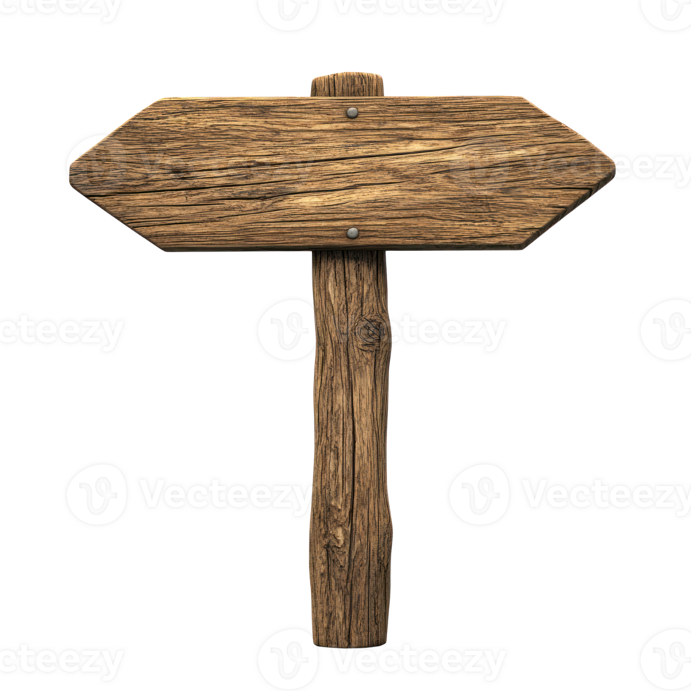 Wooden signpost with a rustic appearance suitable for outdoor direction indications png