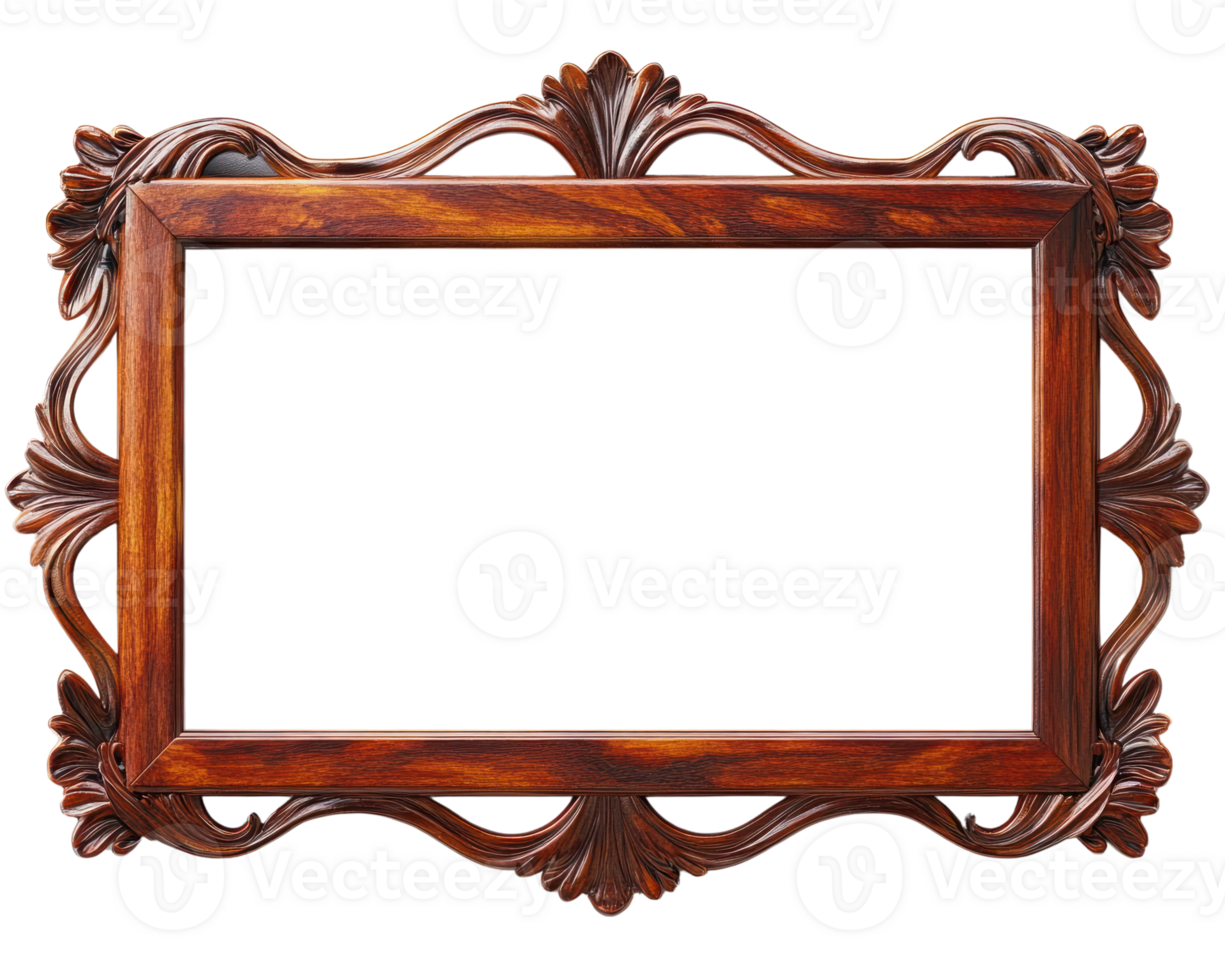 Elegant wooden frame with detailed carvings, perfect for displaying cherished memories or artwork png