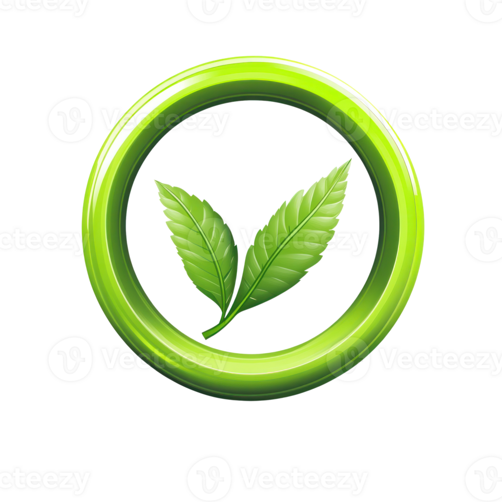 Green leaf logo design on a bright background, representing nature and sustainability values png
