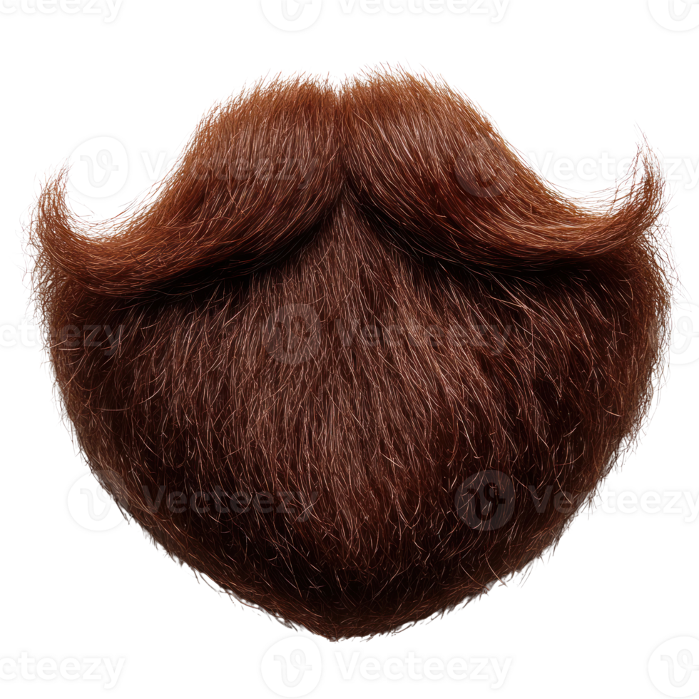 Creative depiction of a fluffy brown mustache isolated on a white background for artistic purposes png