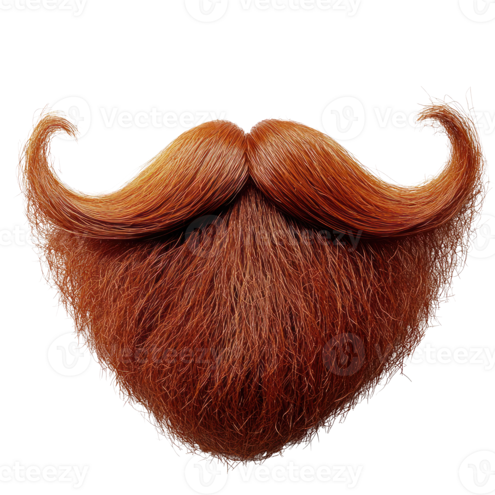 Unique red beard with distinct curl shapes and thick texture highlighting individual hair strands png
