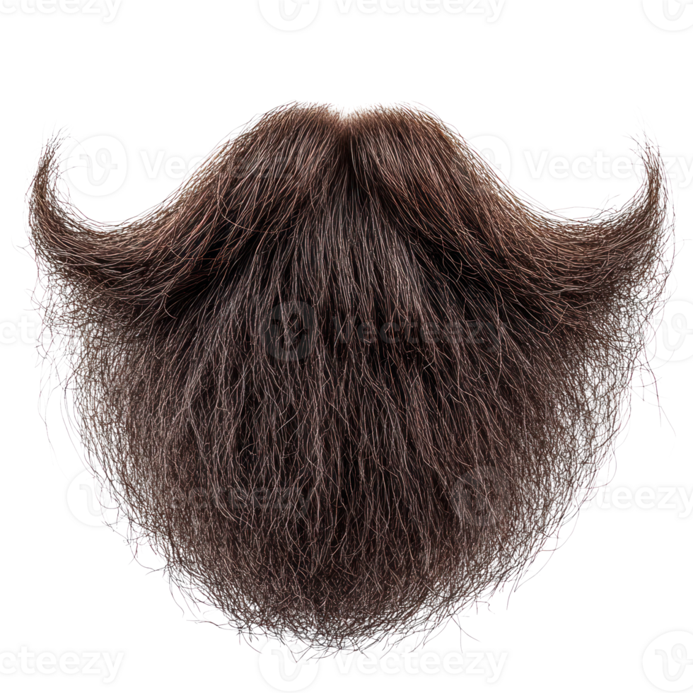 Creative brown mustache and beard isolated with detailed texture against a plain backdrop png