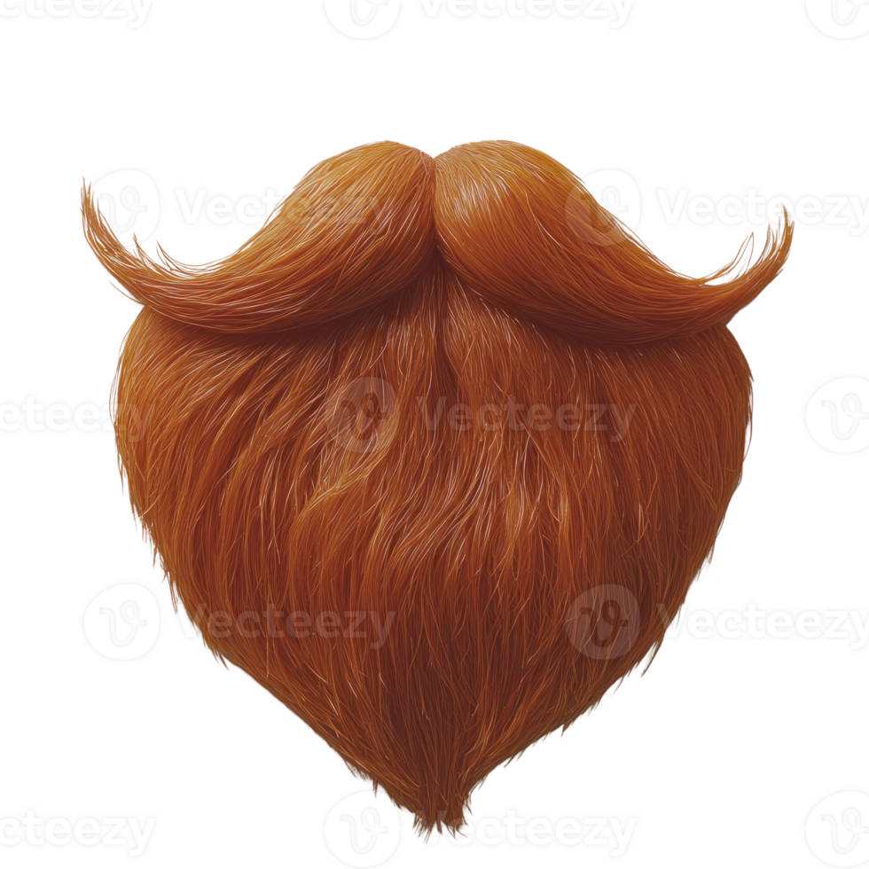 Red wavy beard with pointed tips showcasing a fluffy texture and a vivid hue png