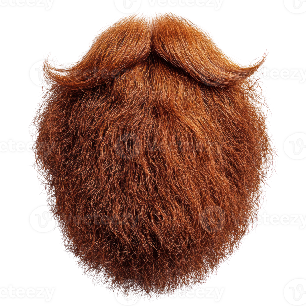Unique isolated red beard hair with voluminous texture suited for creative designs and projects png