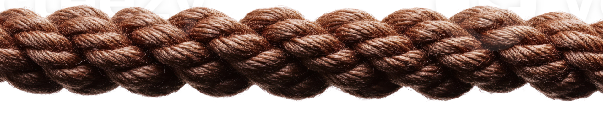 Braided brown rope isolated on white background for crafting and decorative uses png