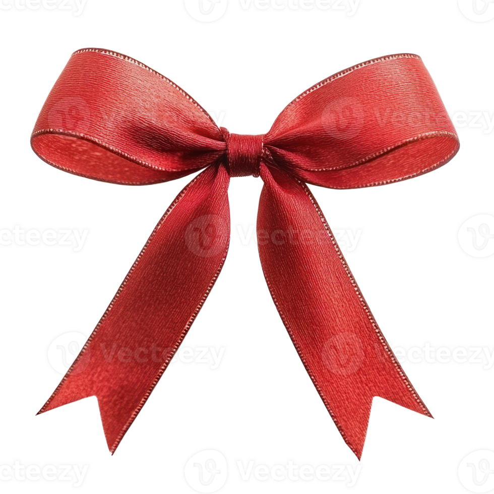 Elegant red satin ribbon bow isolated on a white background for gift wrapping and decoration png