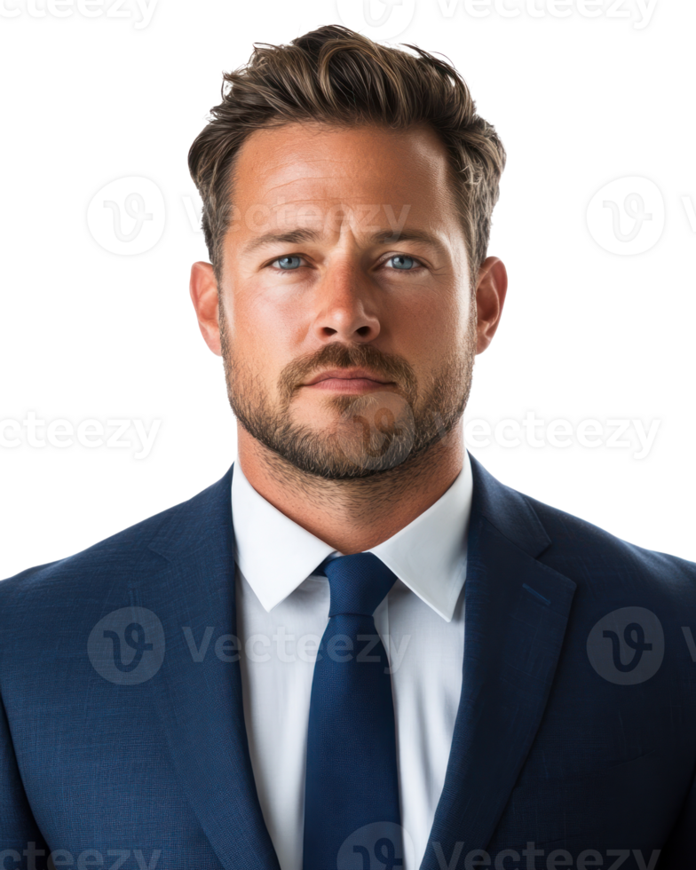 Professional man in business suit with a confident expression isolated against a white background png