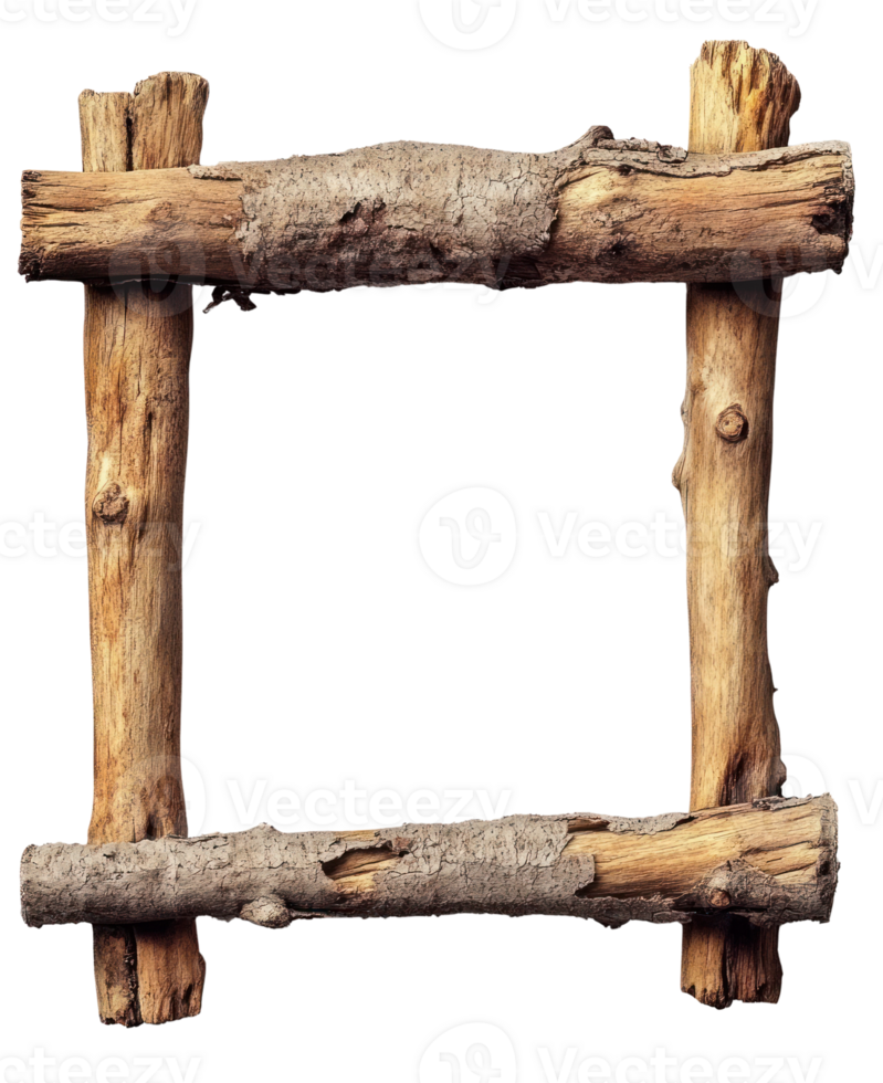 Wooden frame made of isolated natural branches perfect for art or decor display png