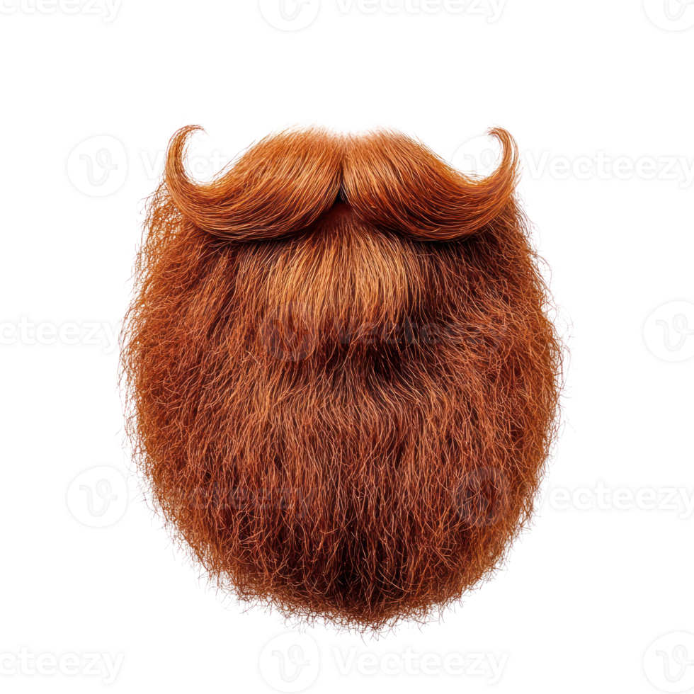 Unique orange fluffy beard with styled mustache showcases a playful and artistic grooming approach png