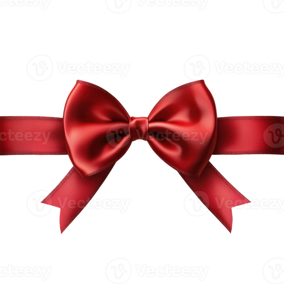 Elegant red satin bow with ribbon, perfect for gifts, decorations, or special occasions, isolated on white background png
