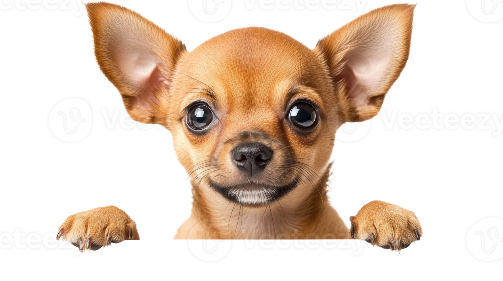 Cute Chihuahua puppy with big eyes looking up from a low vantage point png