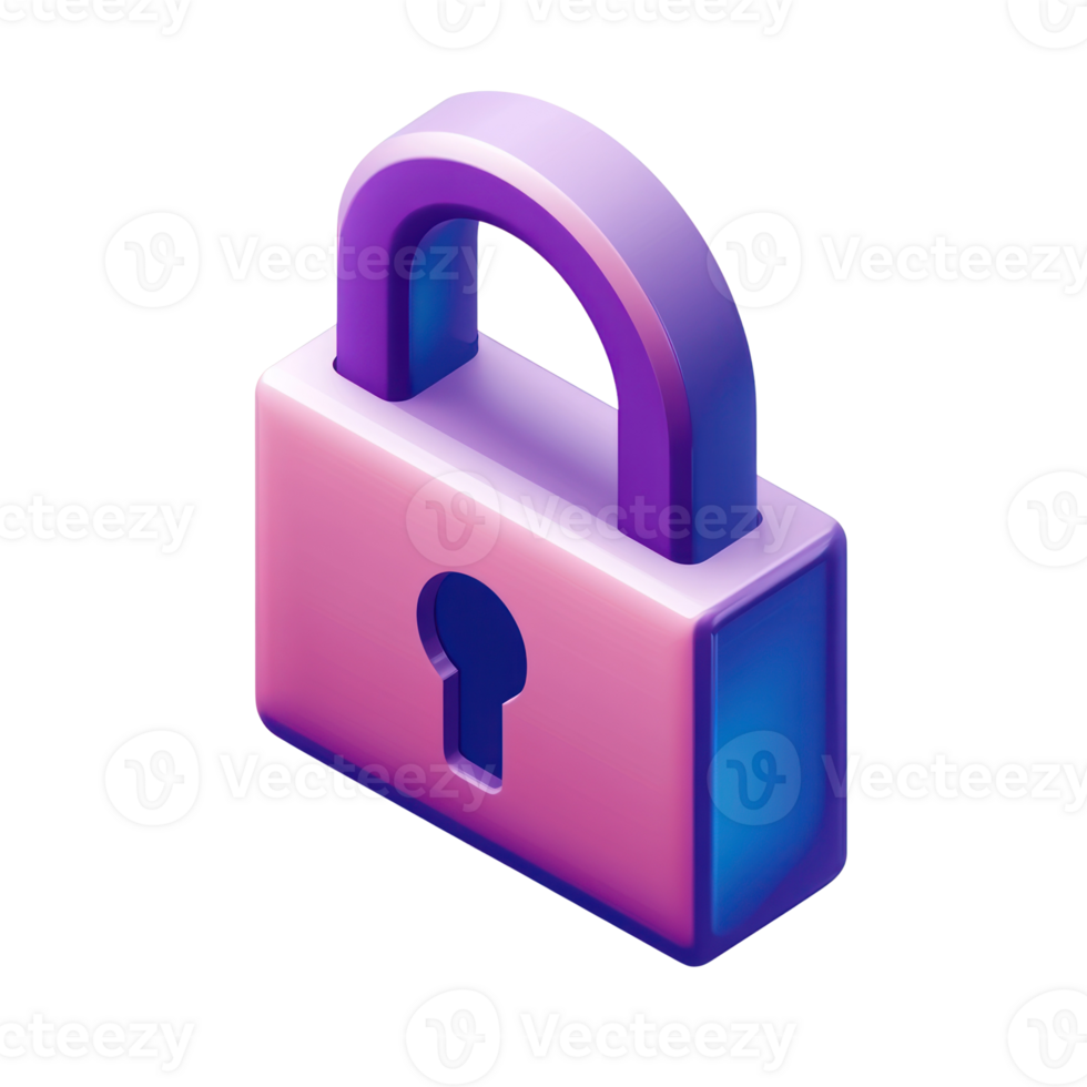 Colorful padlock design with a modern aesthetic on a white background png