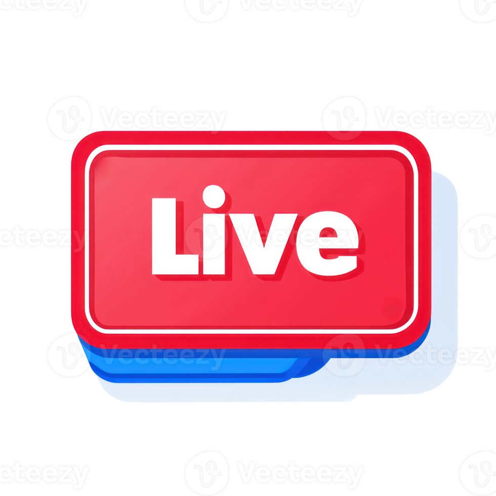 Vibrant red live notification graphic designed for online streaming platforms png