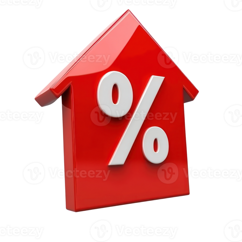 Red arrow symbol with percentage sign indicating growth in financial performance or business metrics png