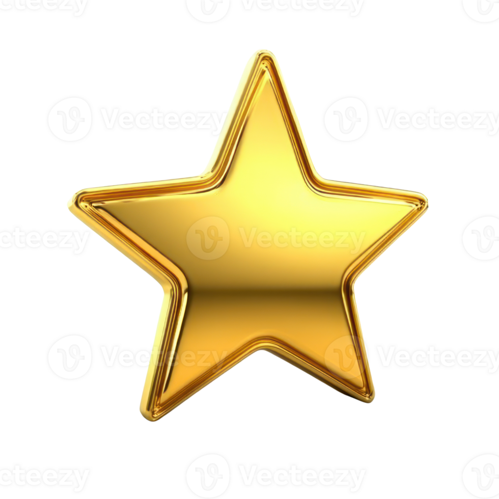 Shiny golden star symbol isolated on white background for awards and recognition png