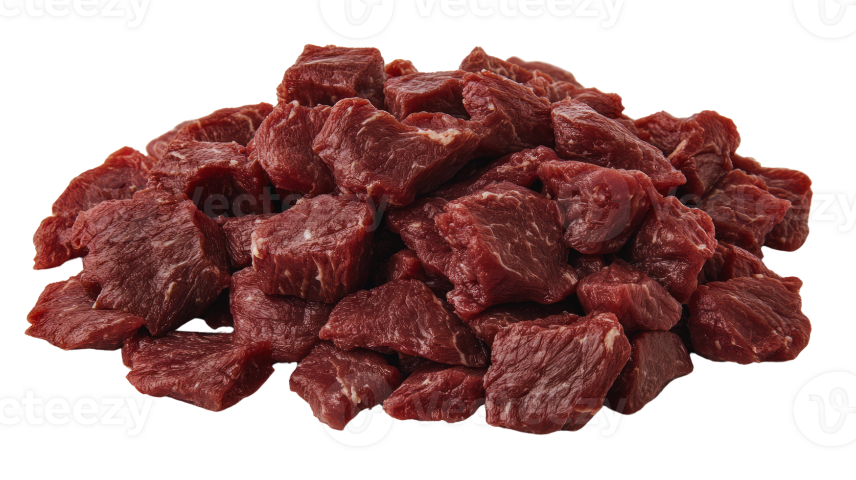 High quality raw beef chunks ready for cooking or meal preparation in a kitchen setting png