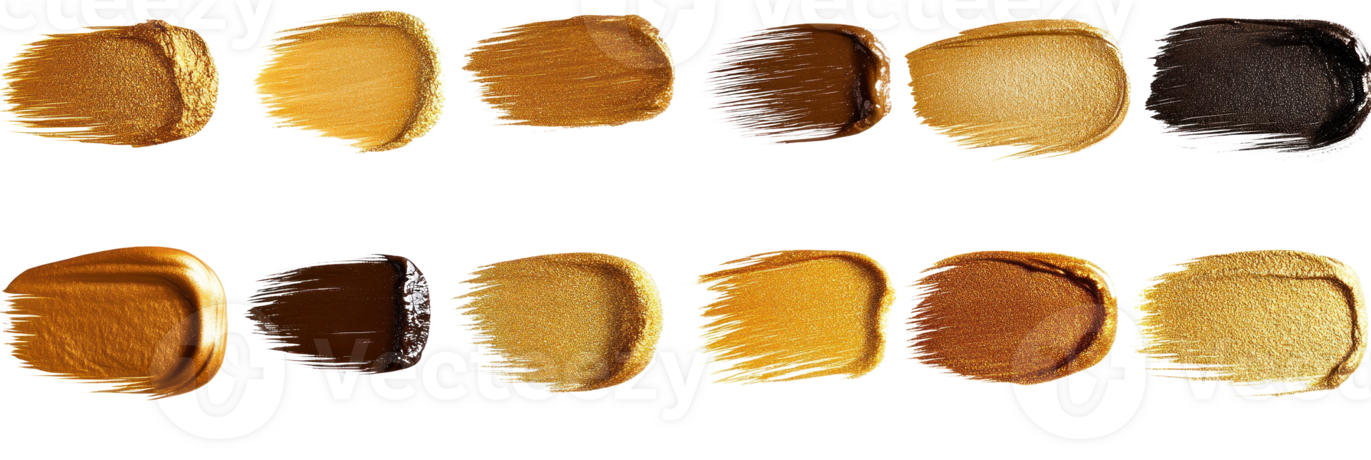 Various shades of metallic paint swatches arranged in a visually appealing isolated layout png