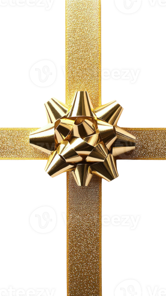 Bright golden bow and ribbon arrangement perfect for gift wrapping on a festive occasion png