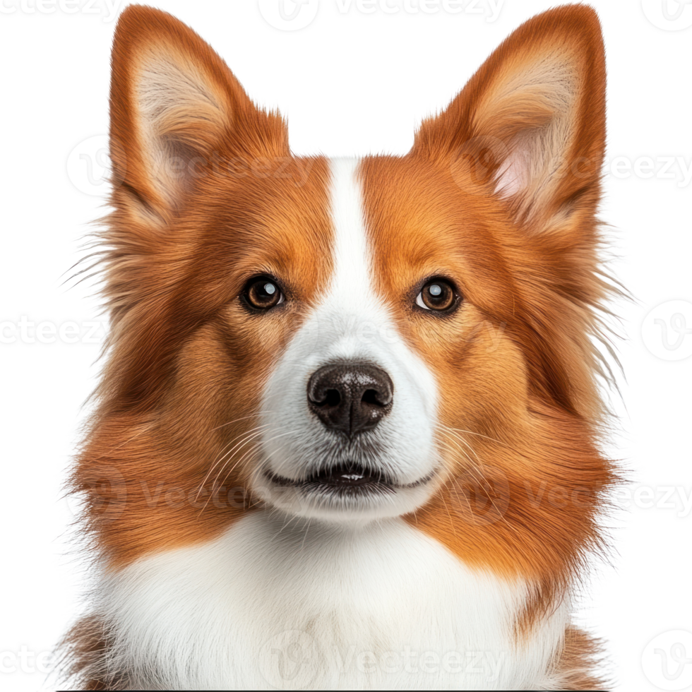 Clever and friendly dog with fluffy fur posing for a captivating portrait in a bright setting png