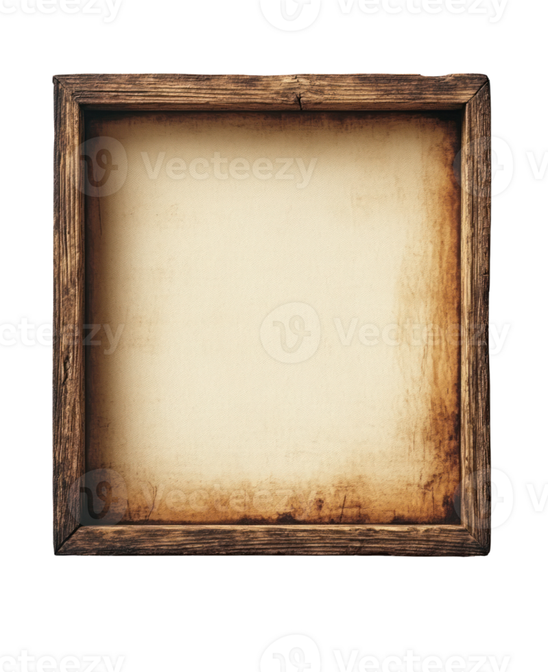 Decorative wooden frame with aged finish ready for artwork display or customization png