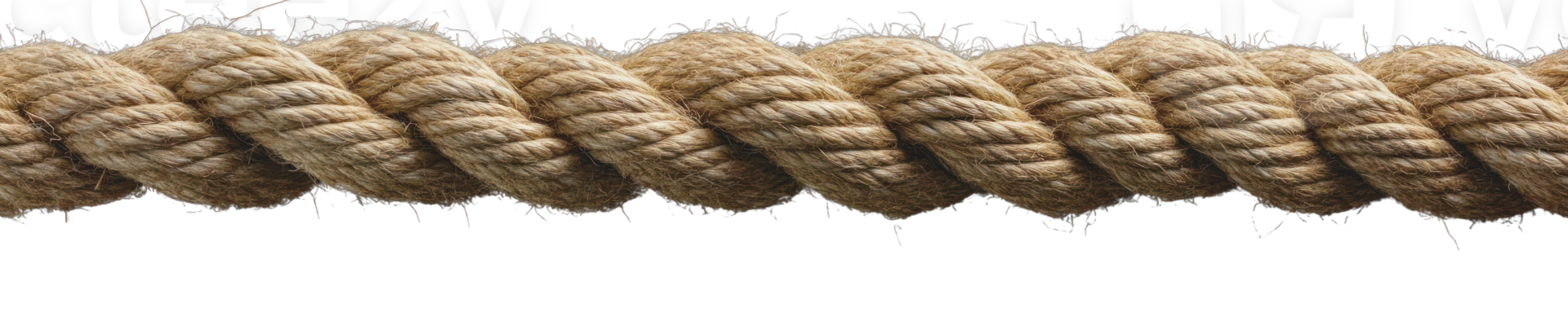 Detailed view of natural fiber rope showcasing texture and twisting pattern against a white background png