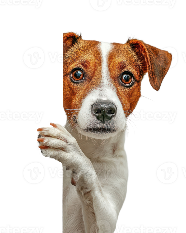 Curious dog peeking around a corner, expressing playful innocence in a bright setting png