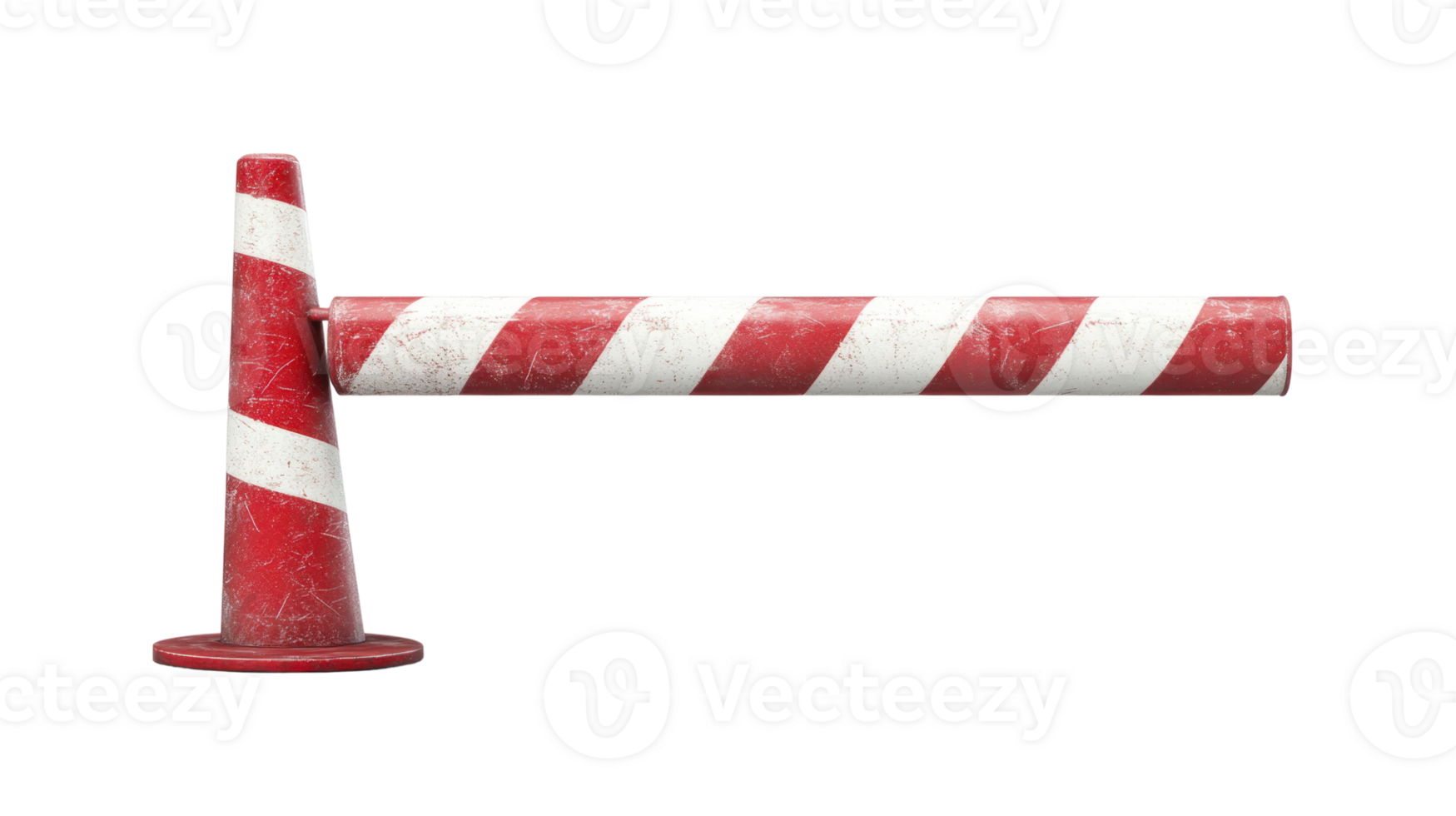 Traffic safety barrier with red and white stripes on an isolated background png