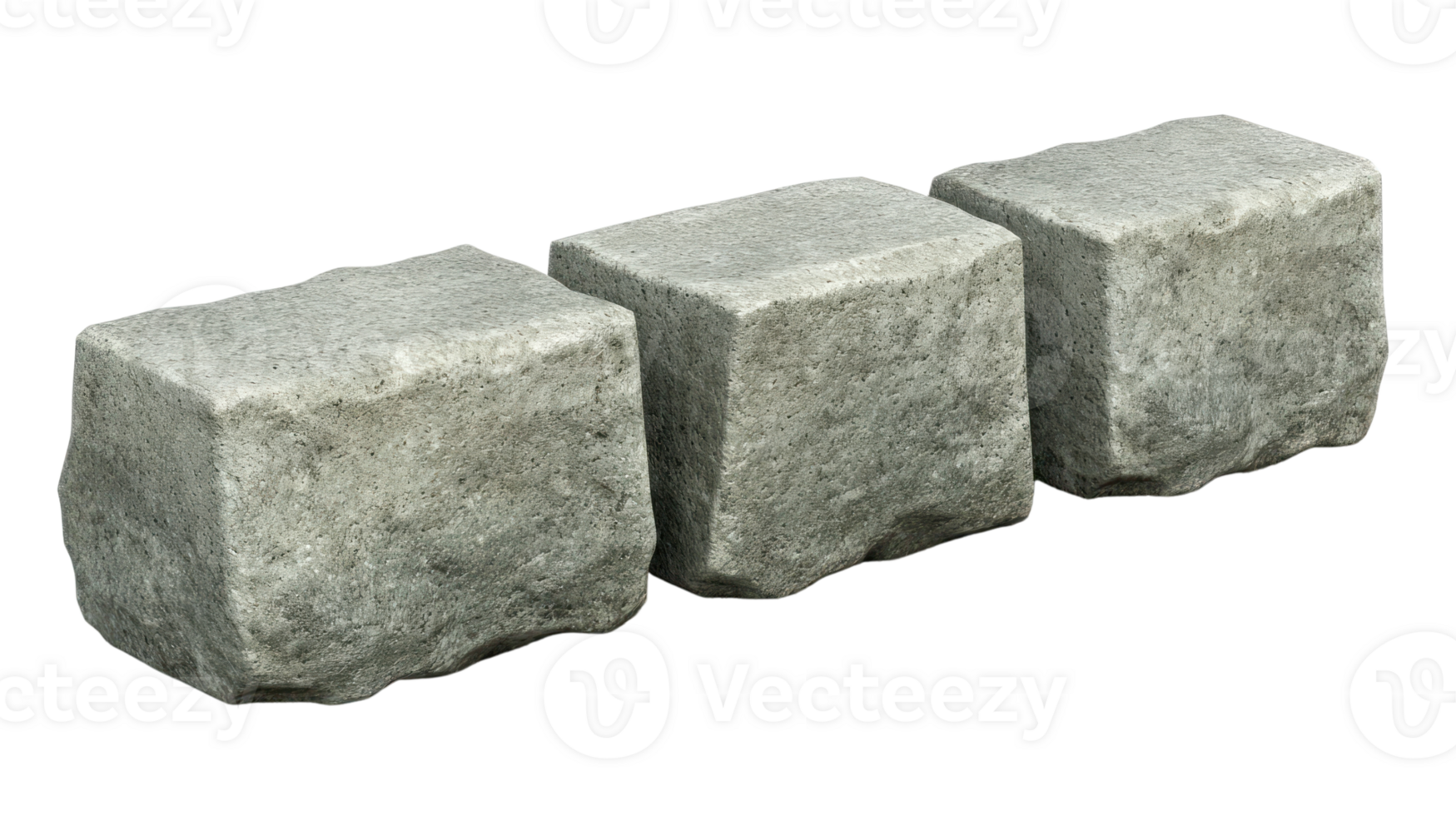 Natural gray stone blocks displayed in a row for construction or landscaping projects png