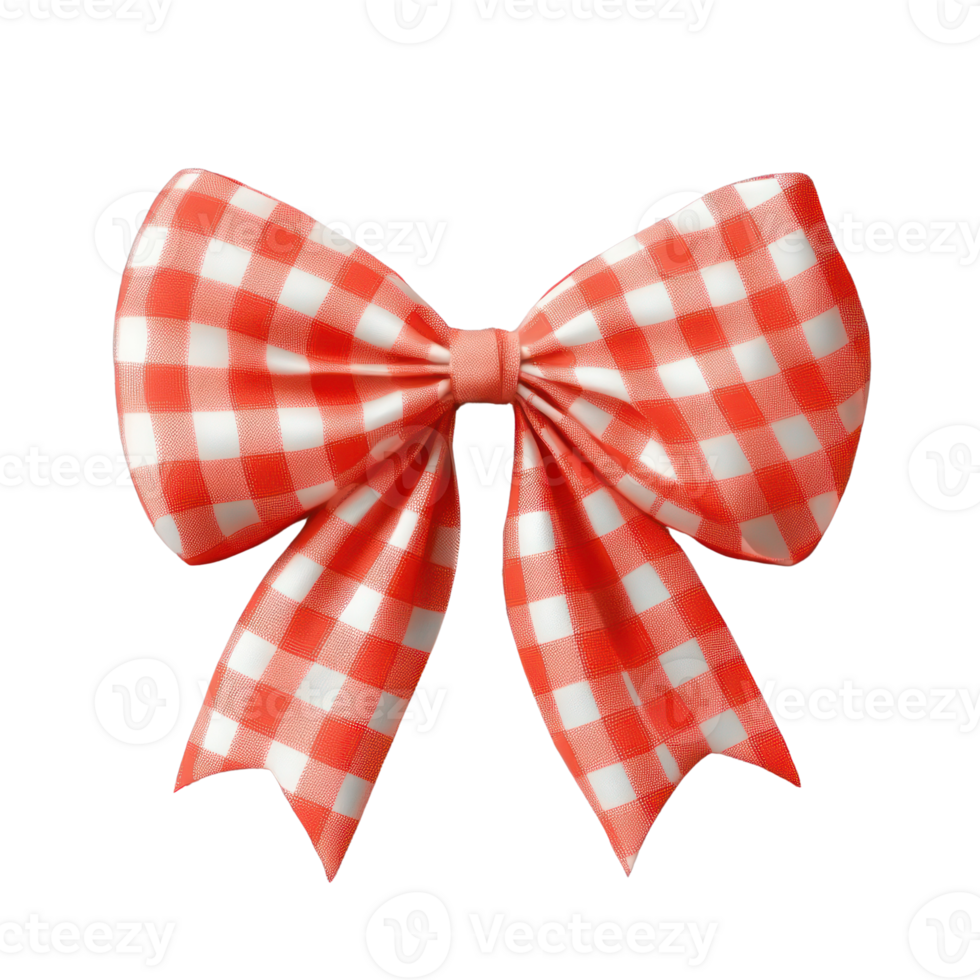 Gingham pattern bow in vibrant red and white colors suitable for various decorative purposes png