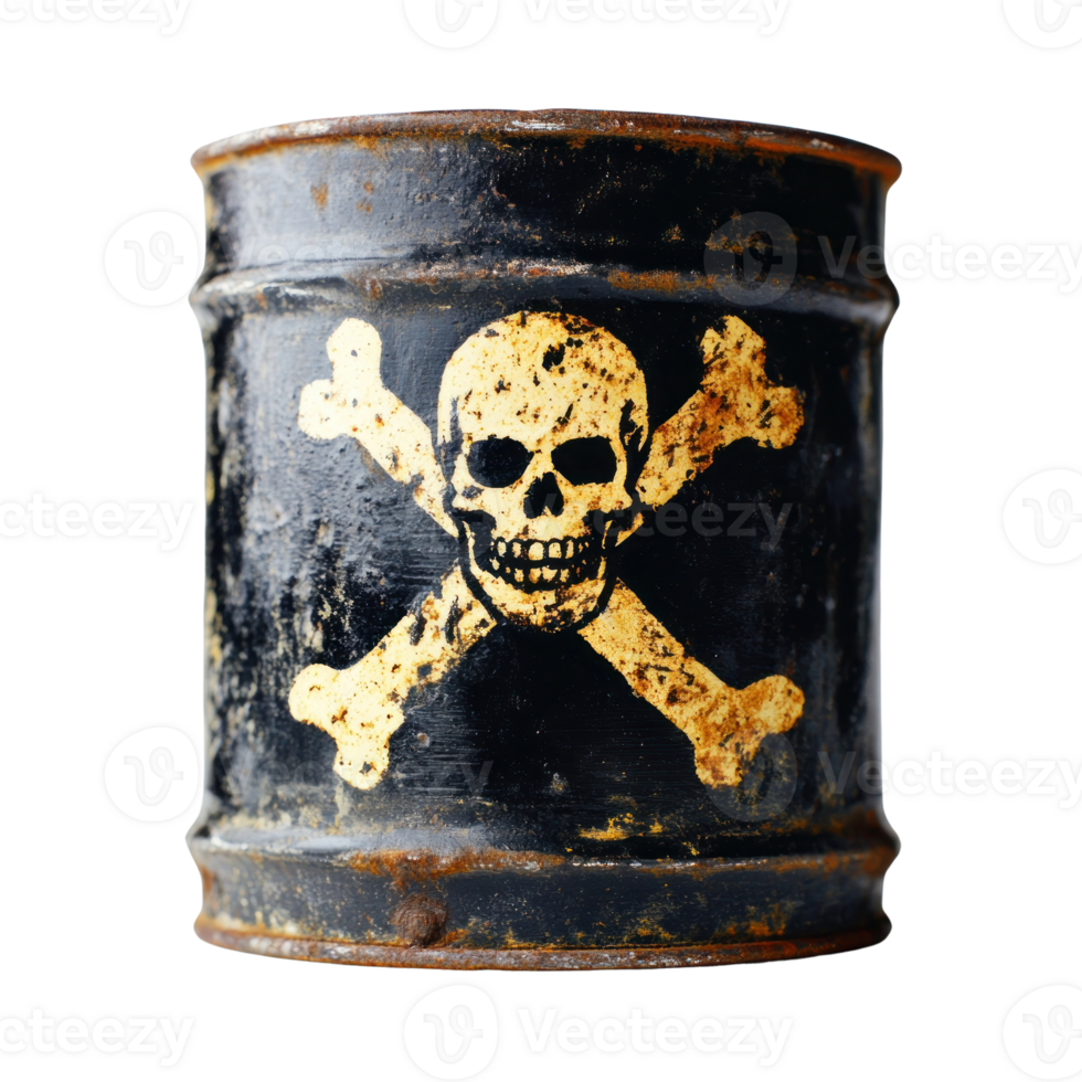 Vintage barrel with skull and crossbones design showcases elements of danger and warning png