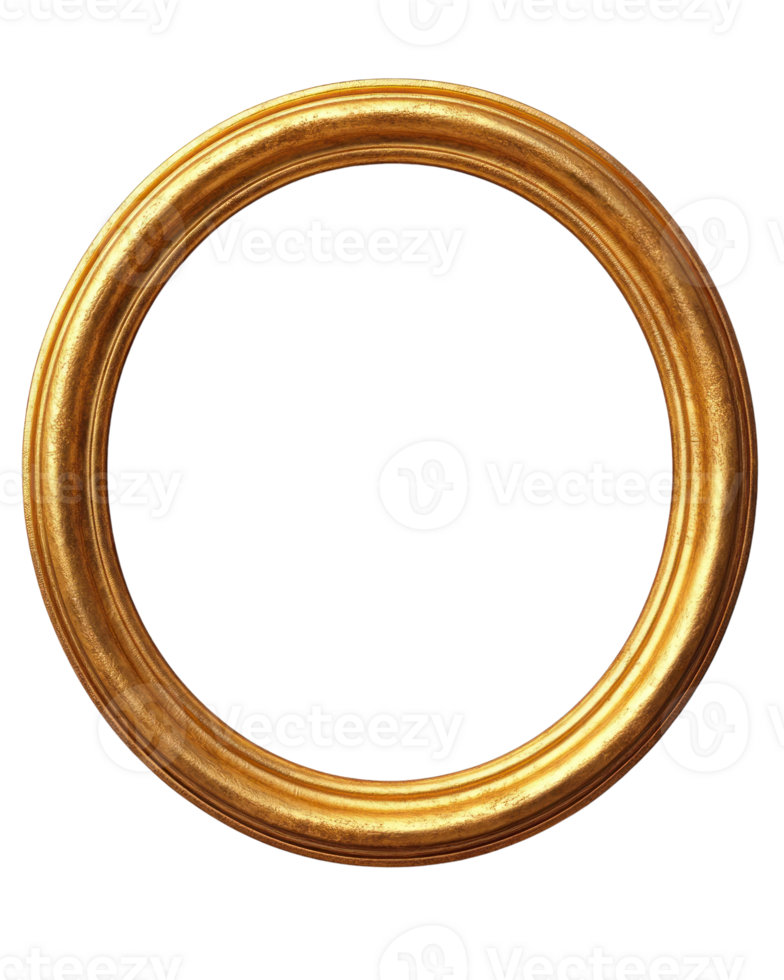 Gold circular frame isolated on white background, ideal for artwork or decorative display projects png