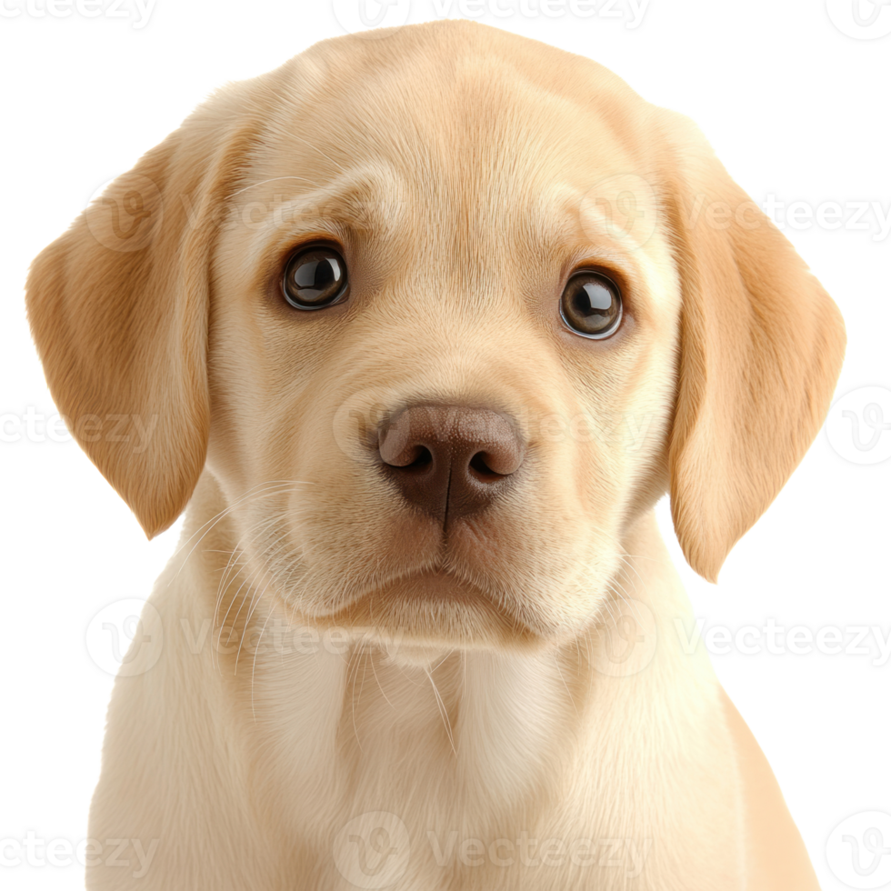 Cute yellow labrador puppy with big eyes looking curiously at the viewer png