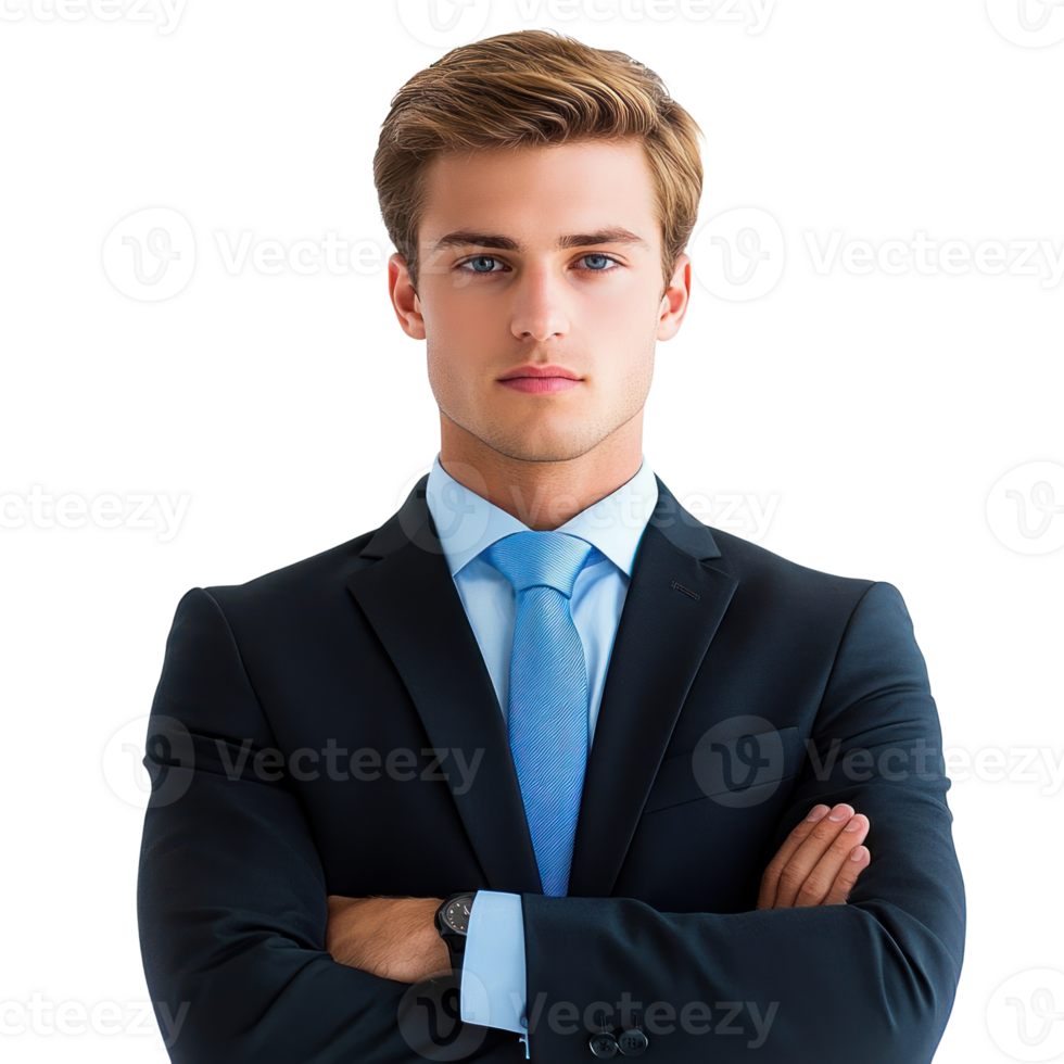 Professional young man in a suit with serious expression isolated on plain background png