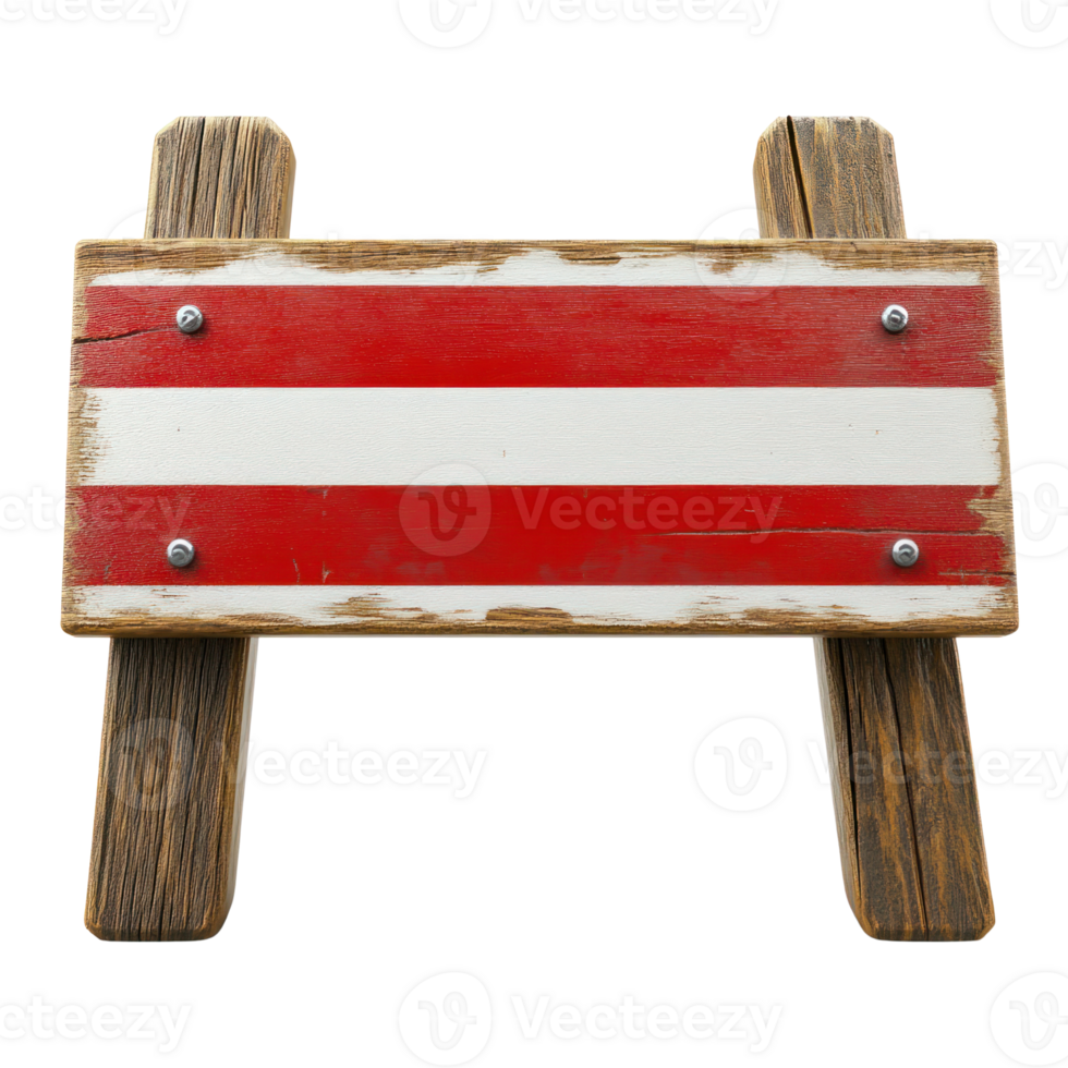 Wooden sign with red and white stripes on a plain background suitable for various purposes png